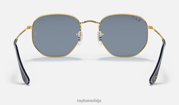Ray-Ban хексагонални мицкеи вдм50 P0HP1529 наочаре за сунце полирано злато/плаво/сребро мушкарци