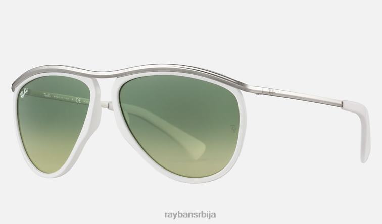 Ray-Ban олимпијски авијатичар хд60 P0HP1136 наочаре за сунце полирана бела/зелена мушкарци
