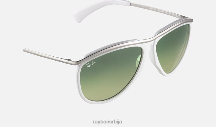 Ray-Ban олимпијски авијатичар хд60 P0HP1136 наочаре за сунце полирана бела/зелена мушкарци
