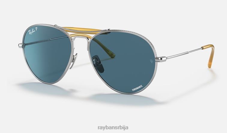 Ray-Ban рб8063 титанијум P0HP1213 наочаре за сунце полирано сребрно/плаво мушкарци