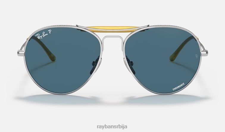 Ray-Ban рб8063 титанијум P0HP1213 наочаре за сунце полирано сребрно/плаво мушкарци