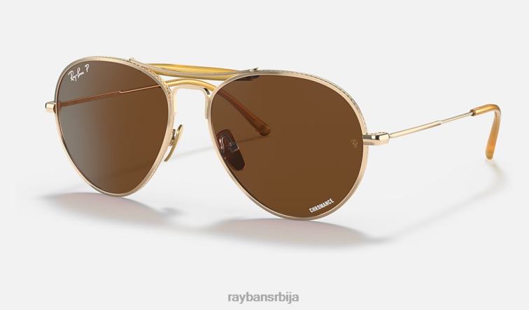 Ray-Ban рб8063 титанијум P0HP1214 наочаре за сунце полирано златно/тамно браон мушкарци