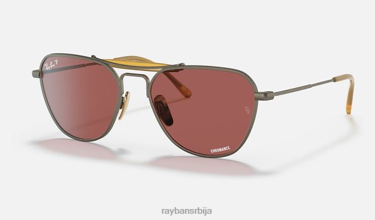Ray-Ban рб8064 титанијум P0HP1223 наочаре за сунце мат антикно злато/љубичасто мушкарци