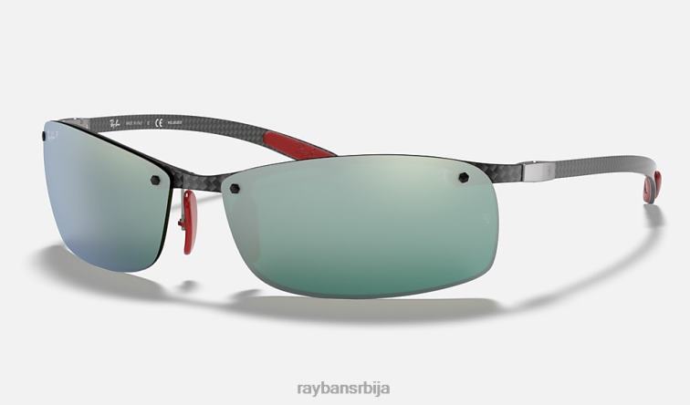 Ray-Ban рб8305м сцудериа феррари колекција P0HP1377 наочаре за сунце полирана црна/сребрна мушкарци
