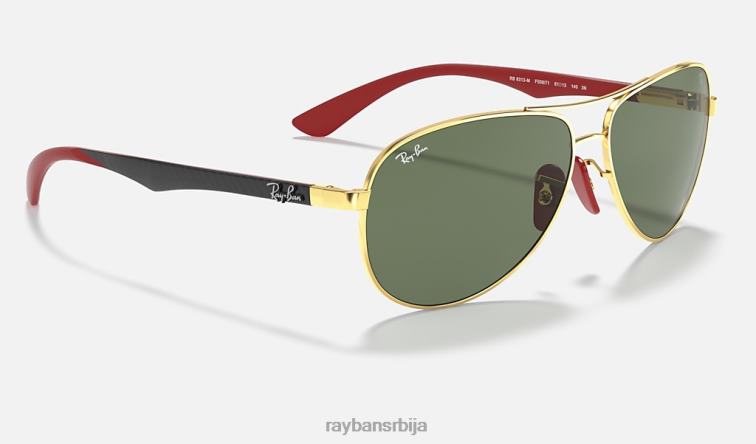 Ray-Ban рб8313м сцудериа феррари колекција P0HP958 наочаре за сунце полирано златно/зелено мушкарци