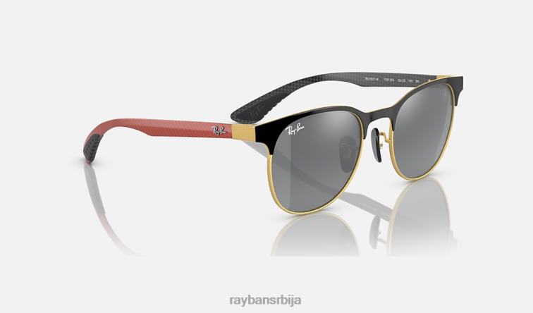 Ray-Ban рб8327м сцудериа феррари колекција P0HP1513 наочаре за сунце углачано црно на злату/сребру мушкарци