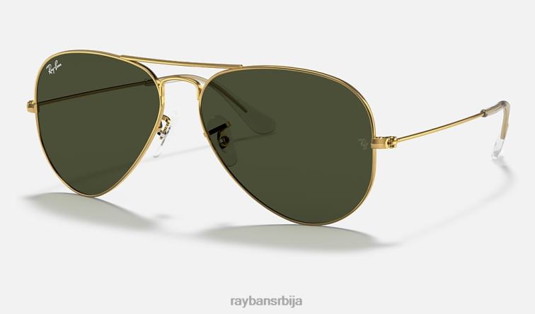 Ray-Ban авиатор цлассиц P0HP1 наочаре за сунце полирано златно/зелено мушкарци
