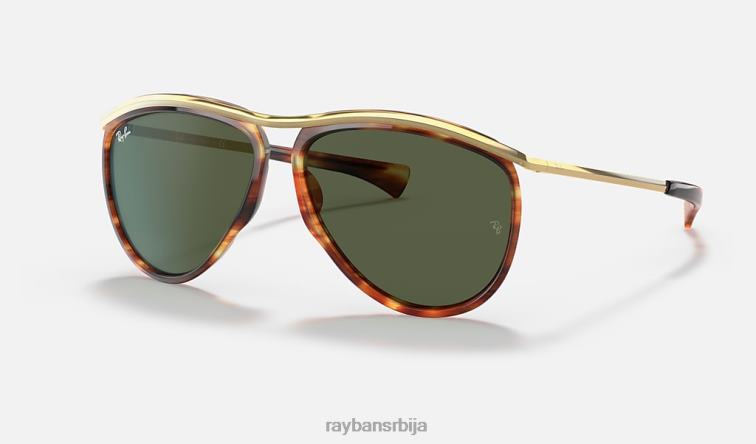 Ray-Ban авијатичар олимпијац P0HP1023 наочаре за сунце углачана пругаста хавана/зелена мушкарци