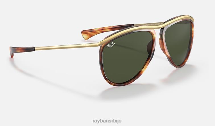 Ray-Ban авијатичар олимпијац P0HP1023 наочаре за сунце углачана пругаста хавана/зелена мушкарци