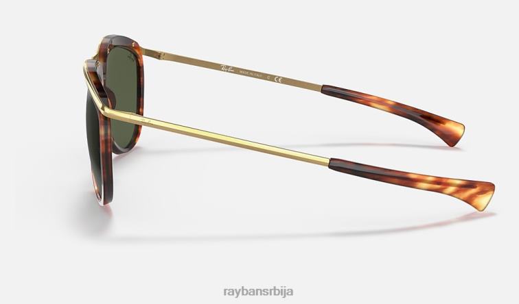 Ray-Ban авијатичар олимпијац P0HP1023 наочаре за сунце углачана пругаста хавана/зелена мушкарци