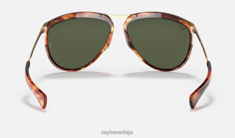 Ray-Ban авијатичар олимпијац P0HP1023 наочаре за сунце углачана пругаста хавана/зелена мушкарци