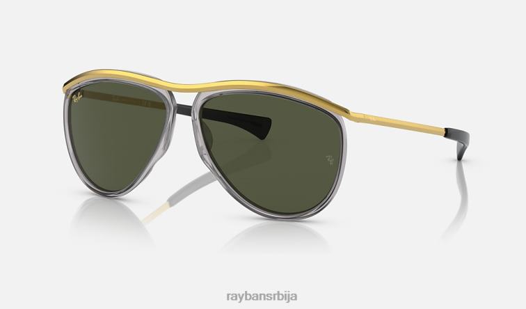 Ray-Ban авијатичар олимпијац P0HP1026 наочаре за сунце полирана провидна сива/зелена мушкарци