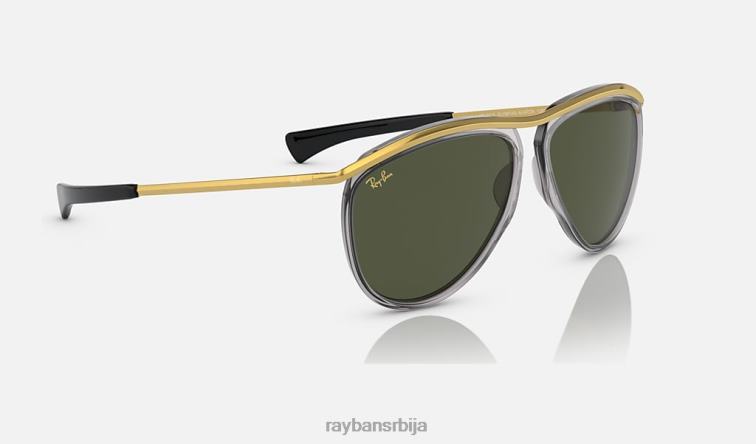 Ray-Ban авијатичар олимпијац P0HP1026 наочаре за сунце полирана провидна сива/зелена мушкарци