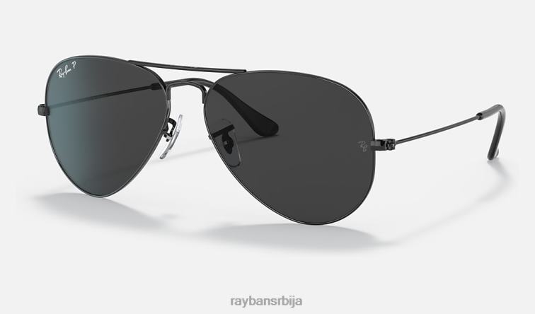 Ray-Ban авијатичар P0HP104 наочаре за сунце полирана црна/црна мушкарци