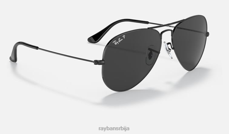 Ray-Ban авијатичар P0HP104 наочаре за сунце полирана црна/црна мушкарци