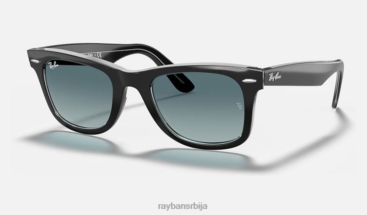 Ray-Ban оригинал ваифарер бицолор P0HP1052 наочаре за сунце полирано црно на транспарентно/плаво мушкарци