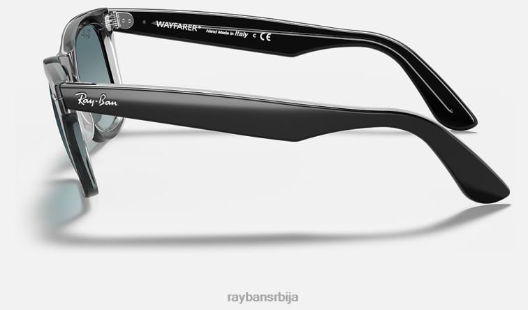 Ray-Ban оригинал ваифарер бицолор P0HP1052 наочаре за сунце полирано црно на транспарентно/плаво мушкарци