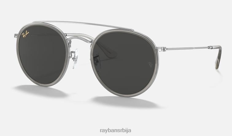 Ray-Ban округли дупли мост P0HP1056 наочаре за сунце полирана сребрна/тамно сива мушкарци