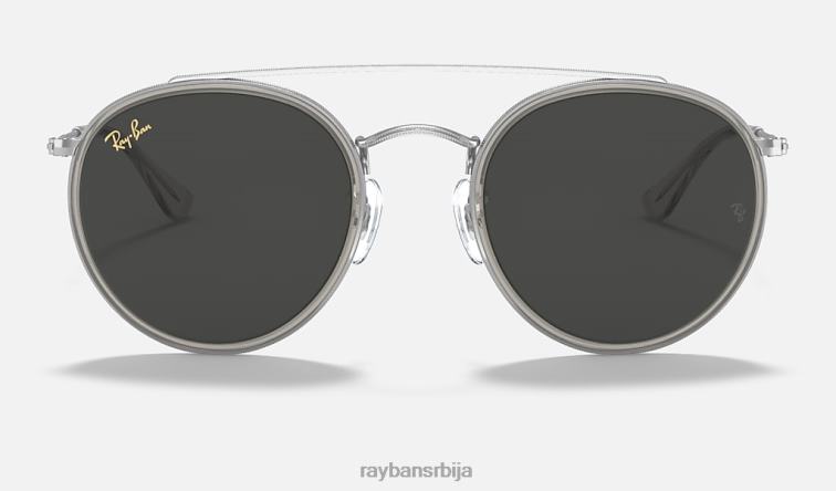 Ray-Ban округли дупли мост P0HP1056 наочаре за сунце полирана сребрна/тамно сива мушкарци