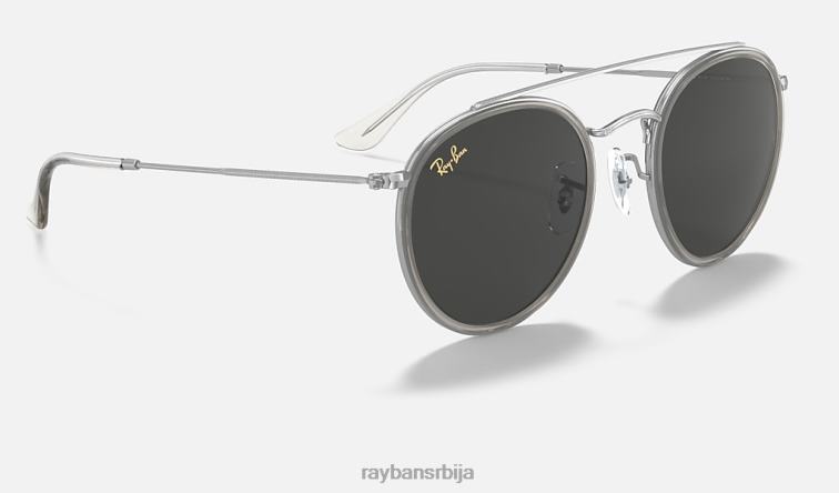Ray-Ban округли дупли мост P0HP1056 наочаре за сунце полирана сребрна/тамно сива мушкарци