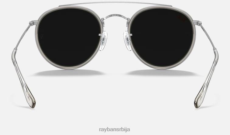 Ray-Ban округли дупли мост P0HP1056 наочаре за сунце полирана сребрна/тамно сива мушкарци