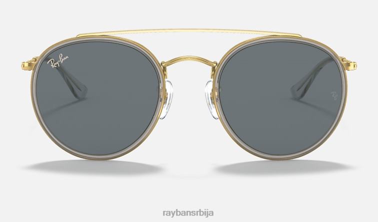 Ray-Ban округли дупли мост P0HP1057 наочаре за сунце полирано златно/плаво/сиво мушкарци