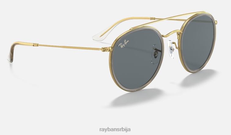 Ray-Ban округли дупли мост P0HP1057 наочаре за сунце полирано златно/плаво/сиво мушкарци