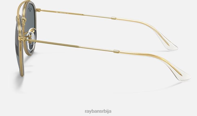 Ray-Ban округли дупли мост P0HP1057 наочаре за сунце полирано златно/плаво/сиво мушкарци