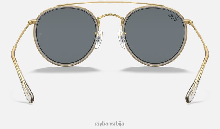 Ray-Ban округли дупли мост P0HP1057 наочаре за сунце полирано златно/плаво/сиво мушкарци