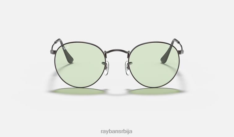Ray-Ban округли чврсти еволуирају P0HP1070 наочаре за сунце полирани метални/зелени/плави фотохром мушкарци