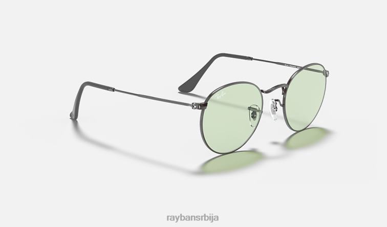Ray-Ban округли чврсти еволуирају P0HP1070 наочаре за сунце полирани метални/зелени/плави фотохром мушкарци