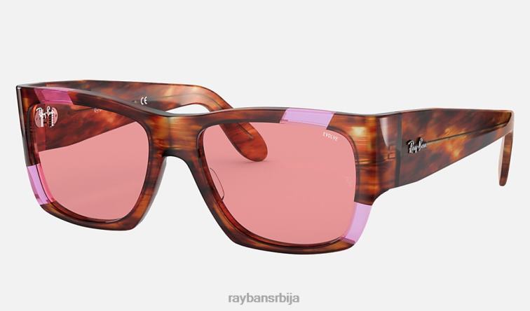 Ray-Ban номад пинк флуо P0HP1092 наочаре за сунце углачана пругаста хавана/роза флуо/роза мушкарци