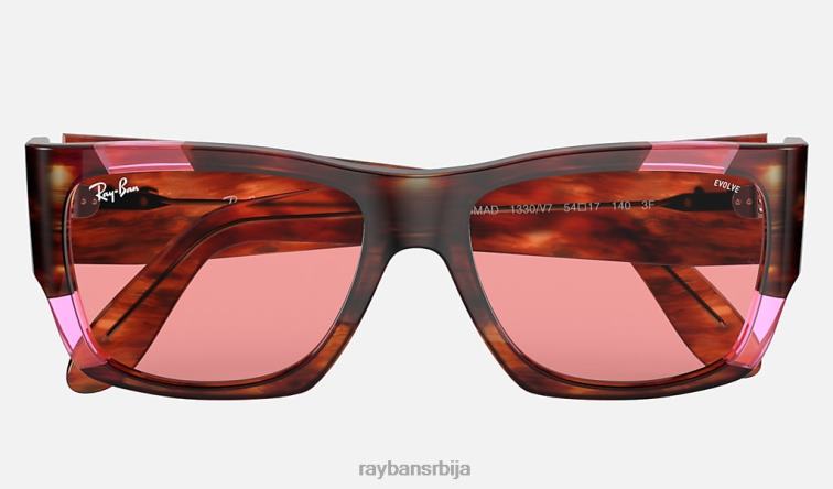 Ray-Ban номад пинк флуо P0HP1092 наочаре за сунце углачана пругаста хавана/роза флуо/роза мушкарци