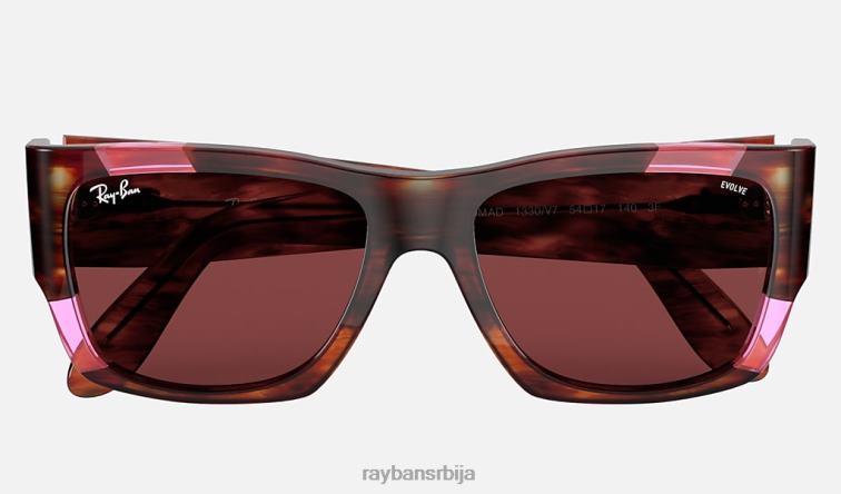 Ray-Ban номад пинк флуо P0HP1092 наочаре за сунце углачана пругаста хавана/роза флуо/роза мушкарци