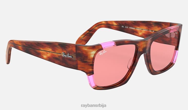 Ray-Ban номад пинк флуо P0HP1092 наочаре за сунце углачана пругаста хавана/роза флуо/роза мушкарци
