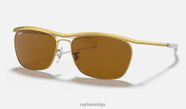Ray-Ban олимпиан ии делуке P0HP1104 наочаре за сунце полирано злато/браон мушкарци