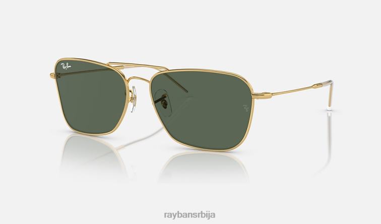 Ray-Ban караван реверс P0HP113 наочаре за сунце полирано златно/зелено мушкарци