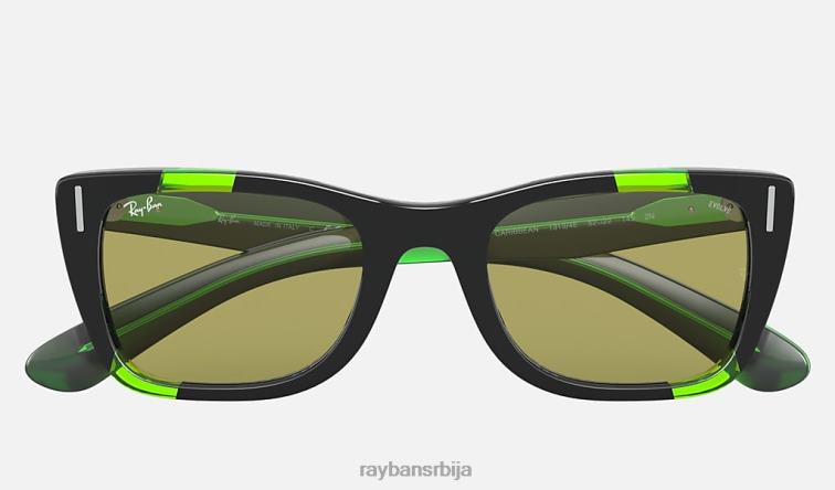Ray-Ban карипски зелени флуо P0HP1135 наочаре за сунце полирани црно/зелени фотохром мушкарци