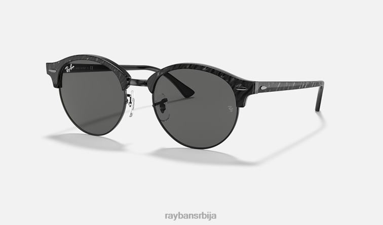 Ray-Ban цлуброунд мермер P0HP1142 наочаре за сунце полирана црна/тамно сива мушкарци