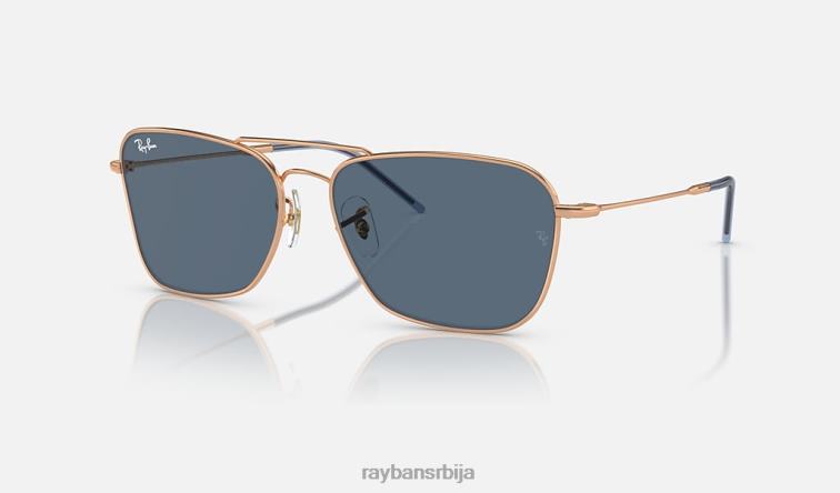 Ray-Ban караван реверс P0HP117 наочаре за сунце полирано ружичасто злато/плаво мушкарци