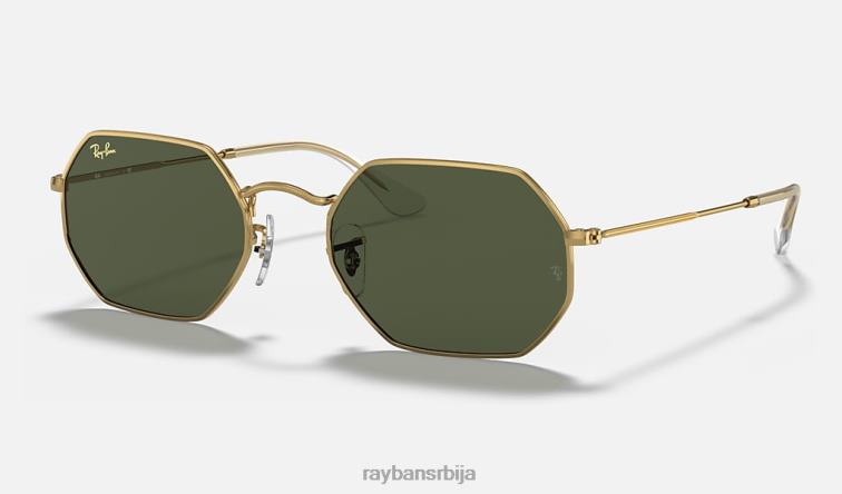 Ray-Ban осмоугаони P0HP1178 наочаре за сунце полирано златно/зелено мушкарци