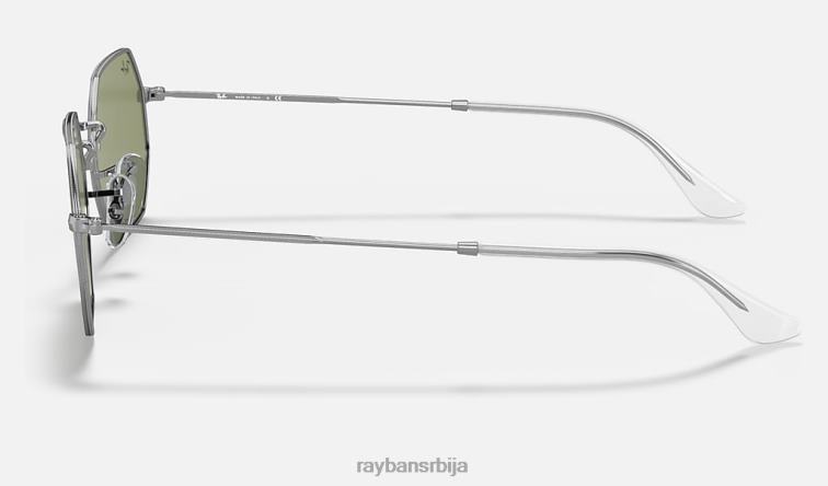 Ray-Ban осмоугаони P0HP1179 наочаре за сунце полирано сребрно/светло зелено мушкарци
