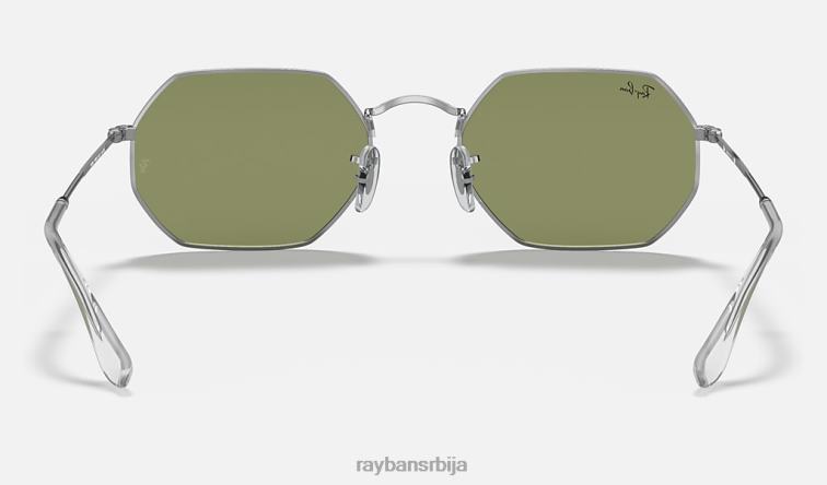 Ray-Ban осмоугаони P0HP1179 наочаре за сунце полирано сребрно/светло зелено мушкарци