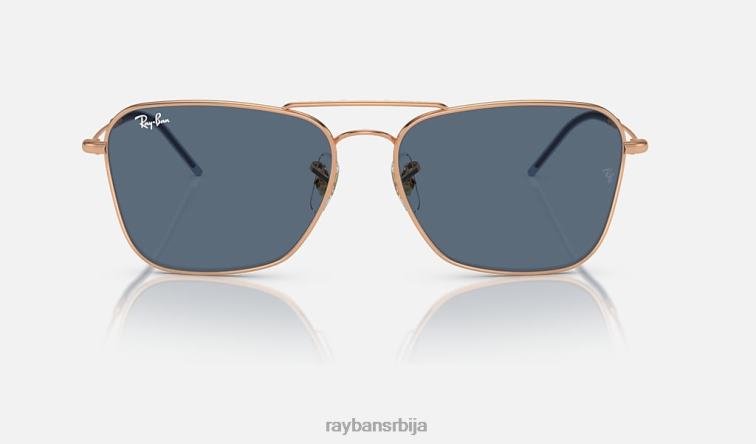 Ray-Ban караван реверс P0HP117 наочаре за сунце полирано ружичасто злато/плаво мушкарци