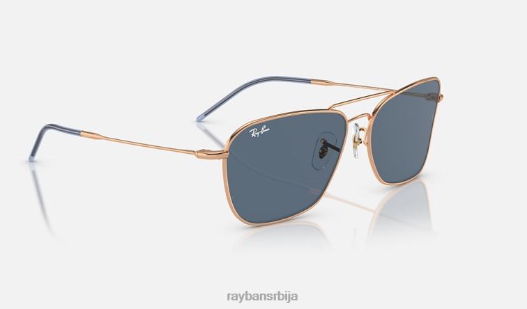 Ray-Ban караван реверс P0HP117 наочаре за сунце полирано ружичасто злато/плаво мушкарци