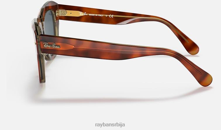 Ray-Ban државна улична збирка P0HP1190 наочаре за сунце углачана хавана на транспарентној беж/плавој мушкарци