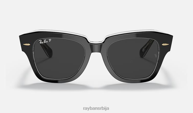 Ray-Ban државна улична збирка P0HP1191 наочаре за сунце полирано црно на транспарентно/црно мушкарци
