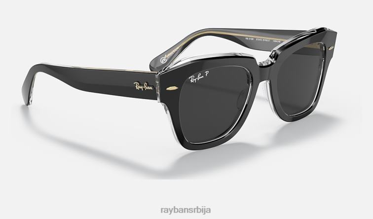 Ray-Ban државна улична збирка P0HP1191 наочаре за сунце полирано црно на транспарентно/црно мушкарци