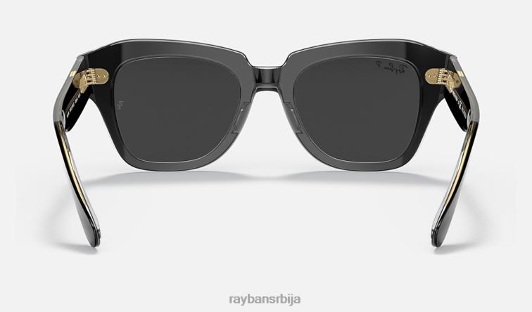 Ray-Ban државна улична збирка P0HP1191 наочаре за сунце полирано црно на транспарентно/црно мушкарци