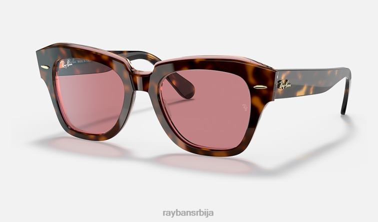 Ray-Ban државна улична збирка P0HP1192 наочаре за сунце полирана хавана на провидном розе/љубичастом фотохромском мушкарци